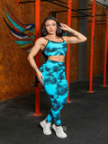 Fitness Gym Set Strappy Top with Padded Bra