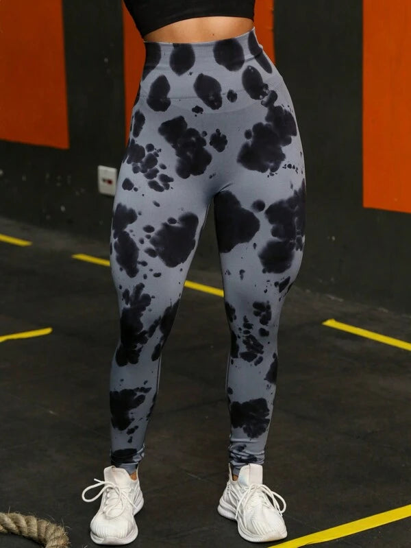 Calça Legging Esportiva Academia Yoga Trendy Tie dye Aurora Levanta Bumbum Sem Costura Cintura Alta