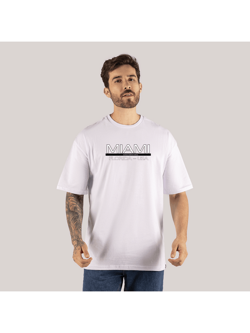 Camiseta Oversized Manga Cumprida Moda Steet Skate Algodão Miami Usa