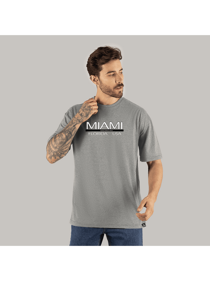 Camiseta Oversized Manga Cumprida Moda Steet Skate Algodão Miami Usa