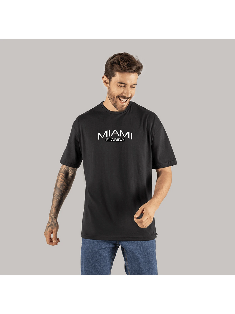 Camiseta Miami Florida Blusão Oversized Estampada Algodão Moda StreetWear