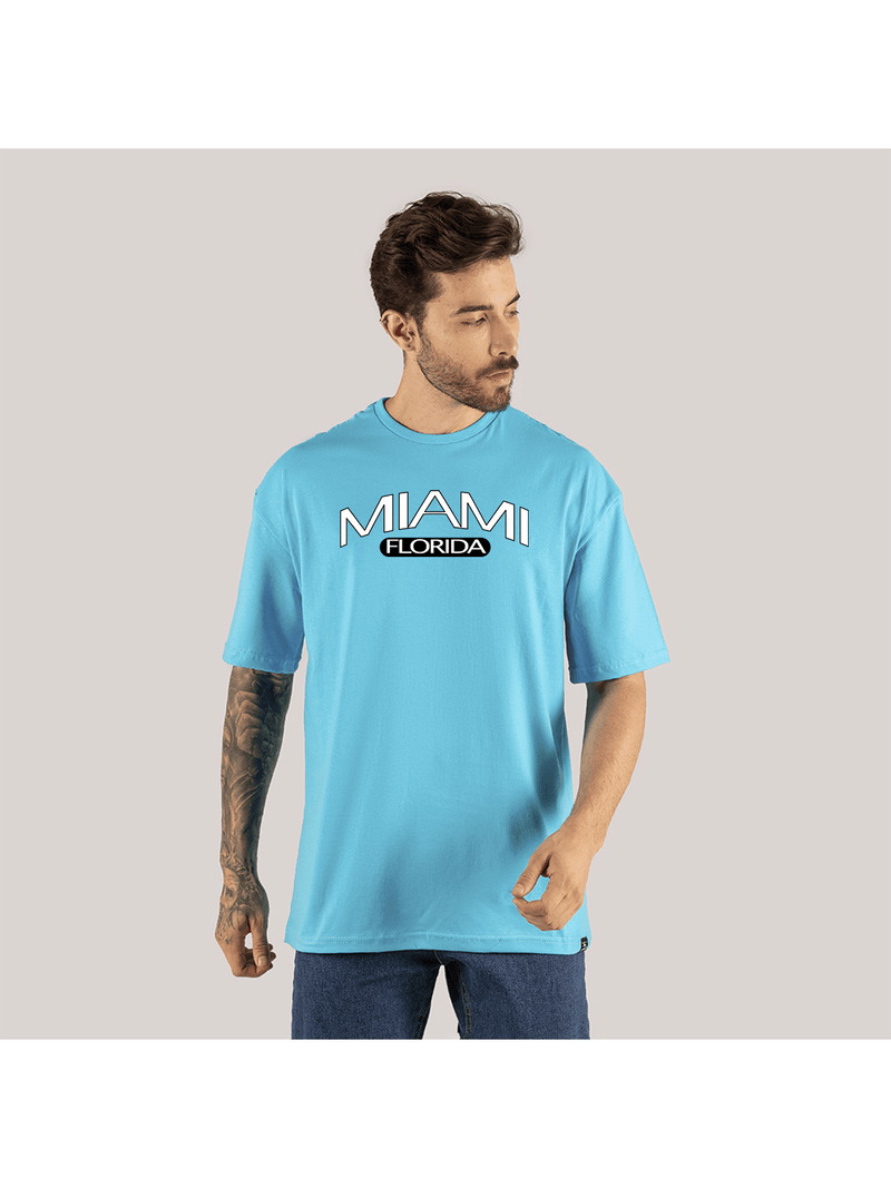 Camiseta Miami Florida Blusão Oversized Estampada Algodão Moda StreetWear