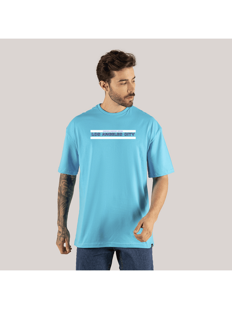 Camiseta Estampada Oversized Blusão Forma Grande Los Angeles City