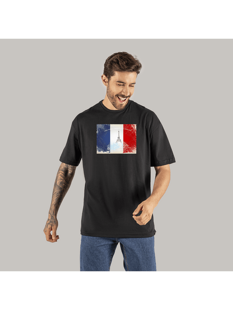 Camiseta Paris Affel Blusão Oversized Street Wear Manga Grande