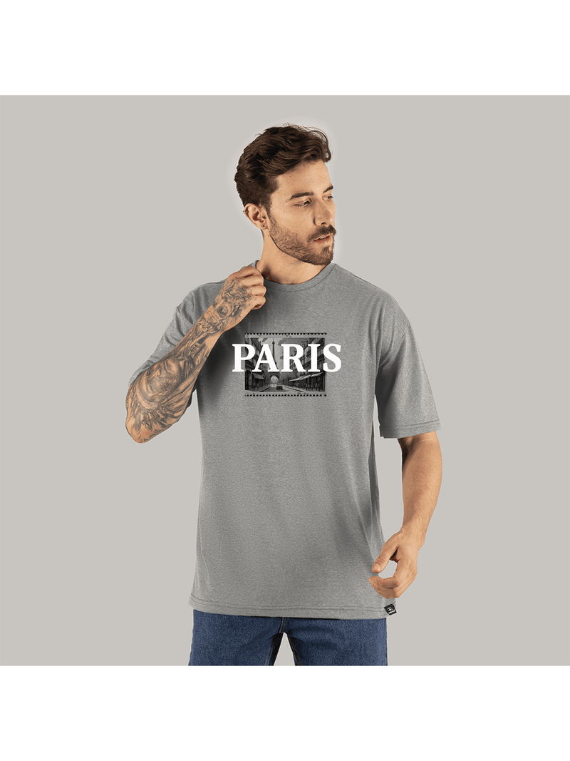 Camiseta Paris Film Estampada Algodão Confortável Blusa Oversized Manga Cumprida