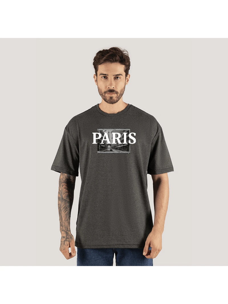 Camiseta Paris Film Estampada Algodão Confortável Blusa Oversized Manga Cumprida