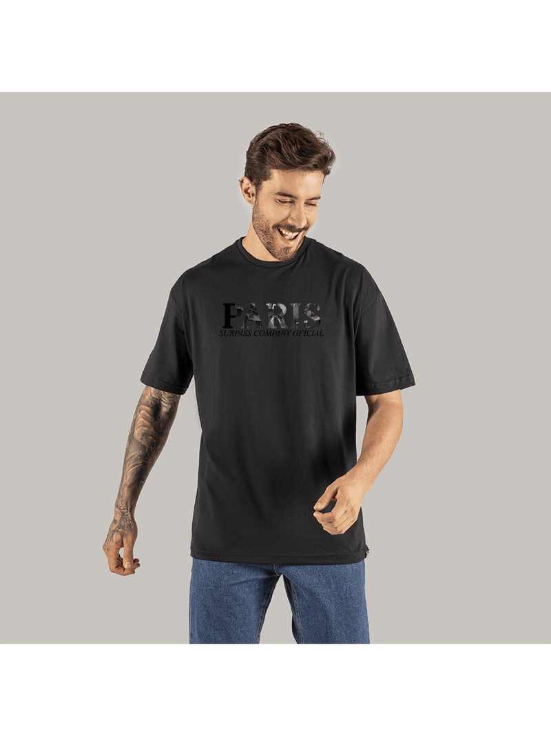 Camiseta Oversized Manga Cumprida Moda Steet Skate Algodão Paris Surprass