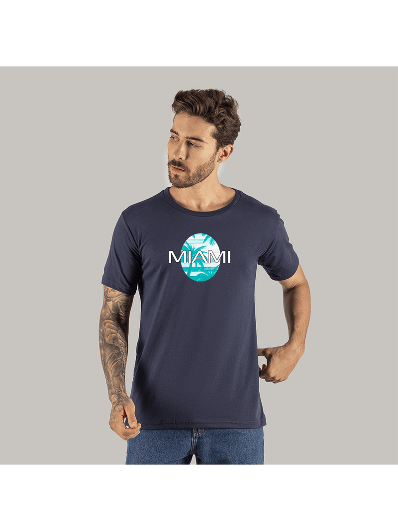 Camiseta Estampada Confortável Modelo Street Algodão Miami Comb