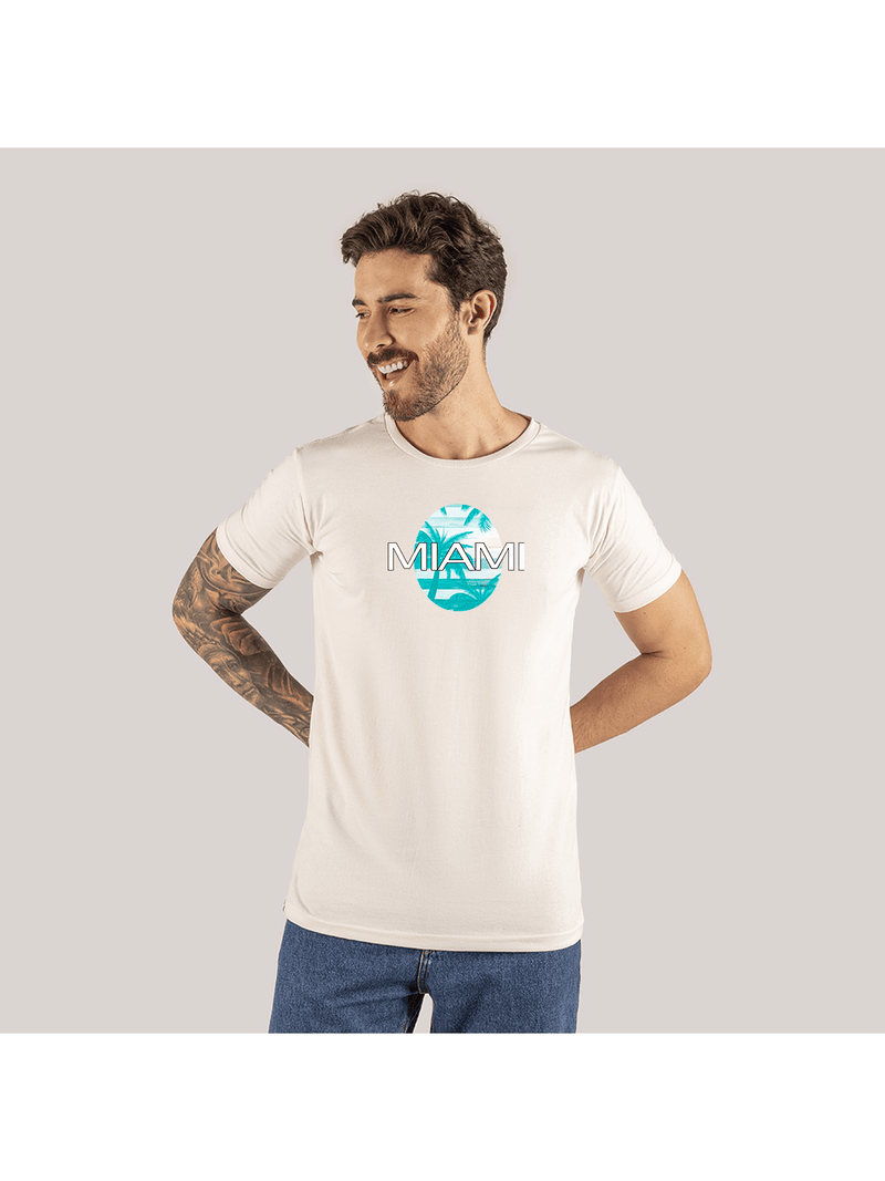 Camiseta Estampada Confortável Modelo Street Algodão Miami Comb