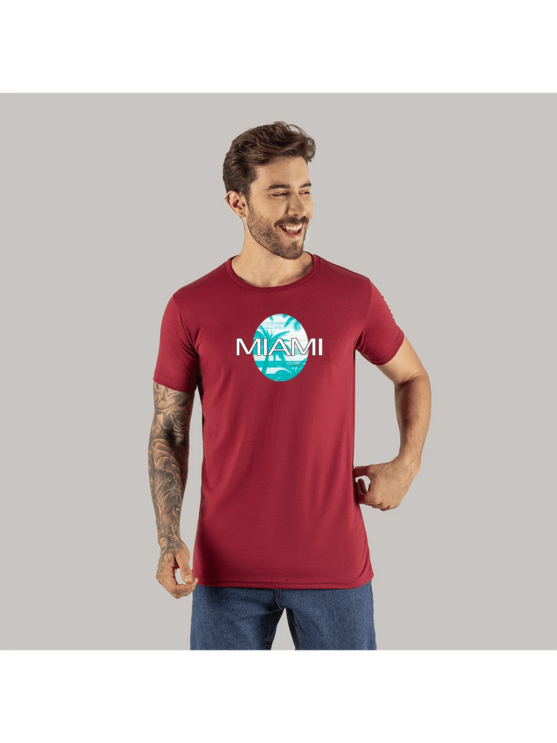 Camiseta Estampada Confortável Modelo Street Algodão Miami Comb