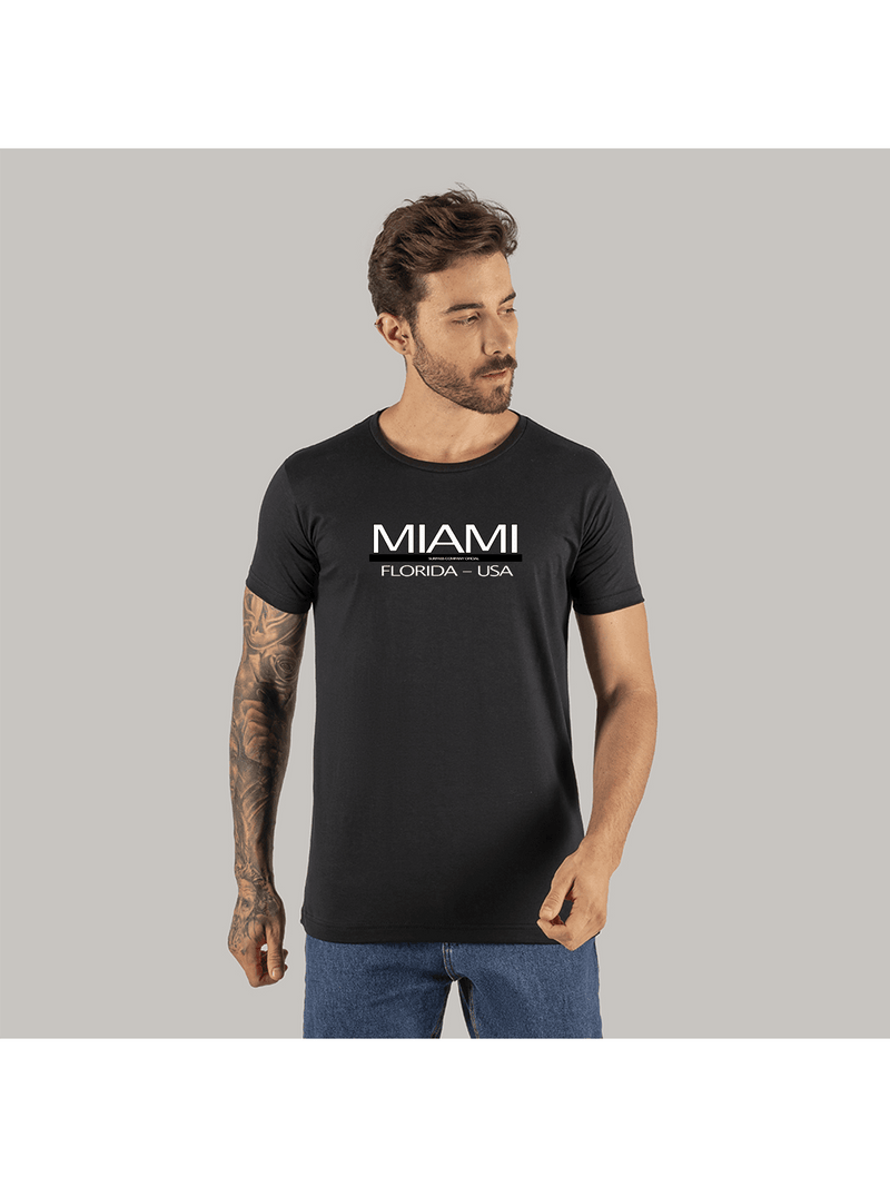 Camiseta Algodão T-Shirt Streetwear Varias Cores Miami Usa