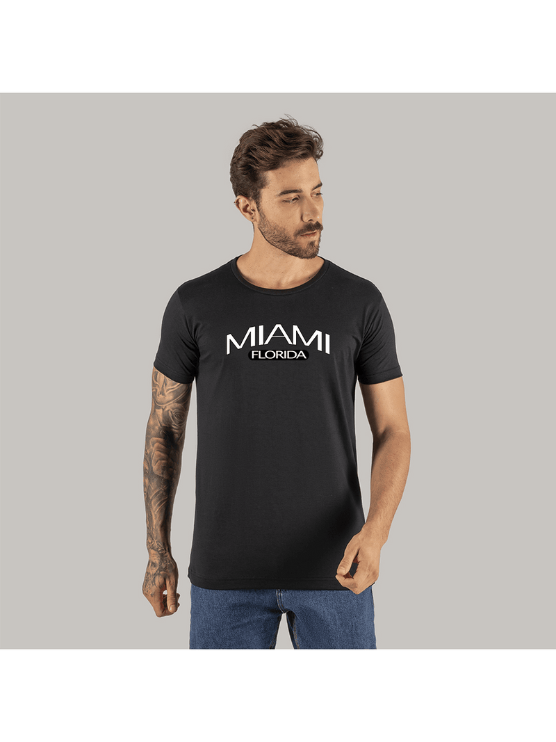 Camiseta T-Shirt Slim Moda Streetwear Algodão Miami Florida