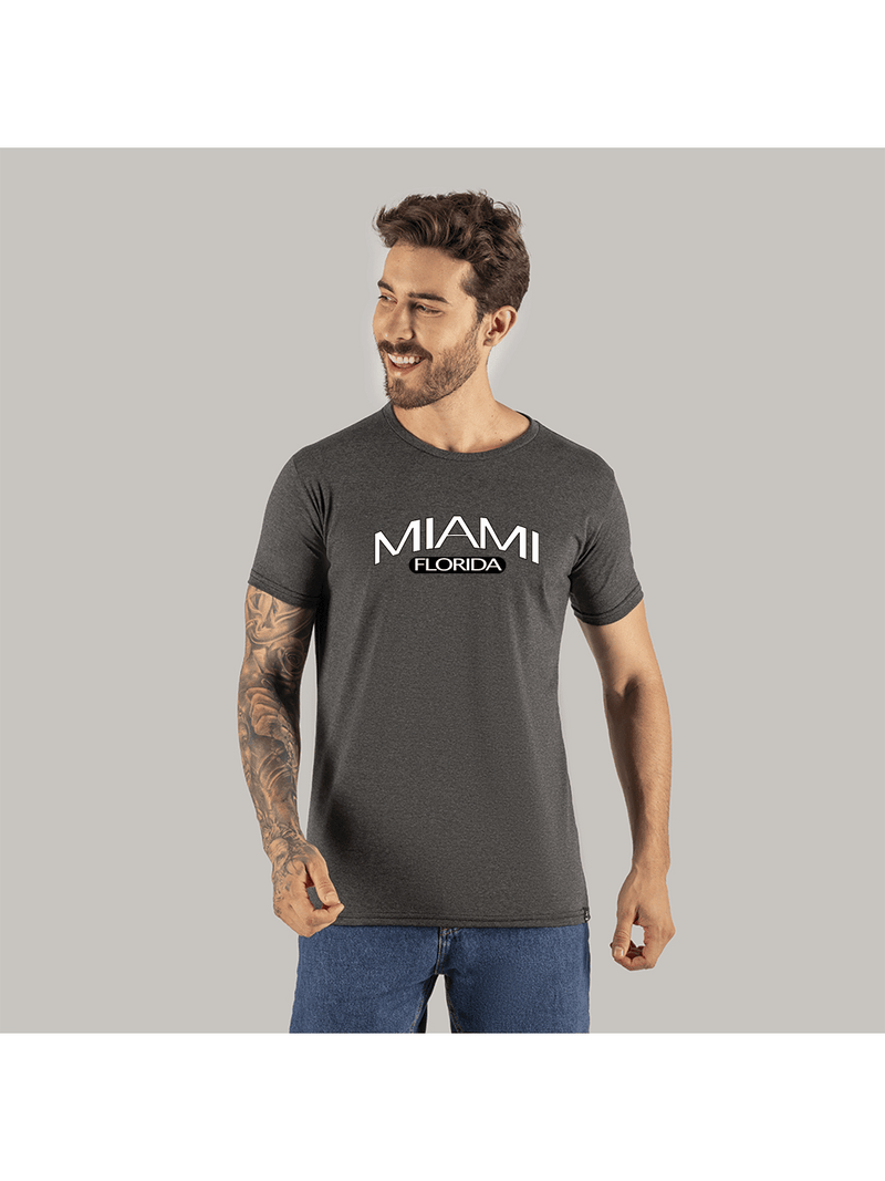 Camiseta T-Shirt Slim Moda Streetwear Algodão Miami Florida