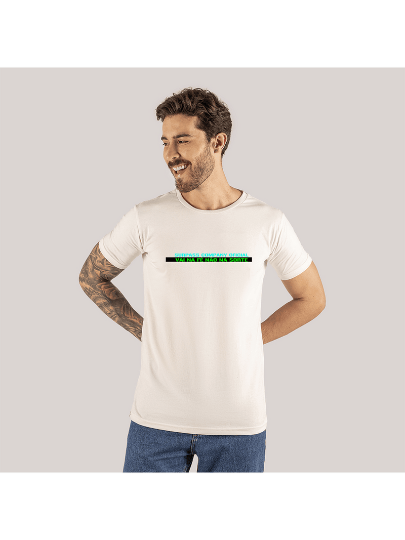 Camiseta Algodão 30.1 Penteada Estampada Confortável Vai Na Fé