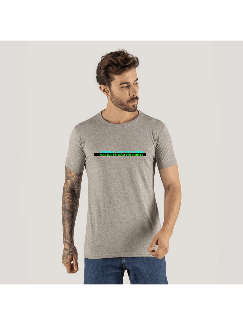 Camiseta Algodão 30.1 Penteada Estampada Confortável Vai Na Fé