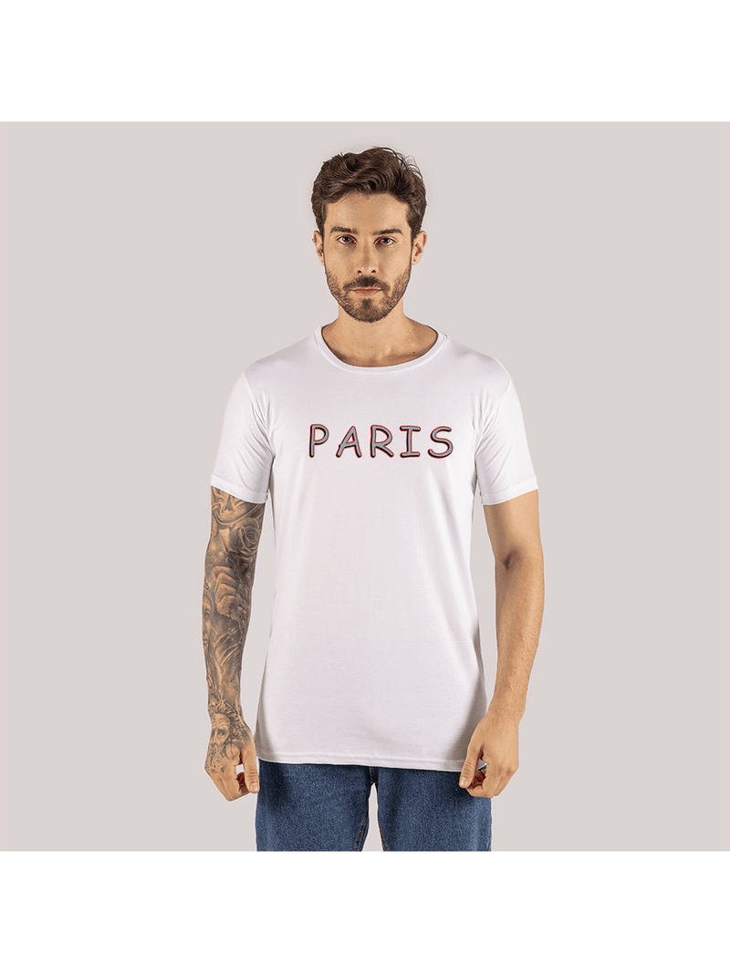 Camiseta Slim Moda Streetwear Algodón Paris Cont