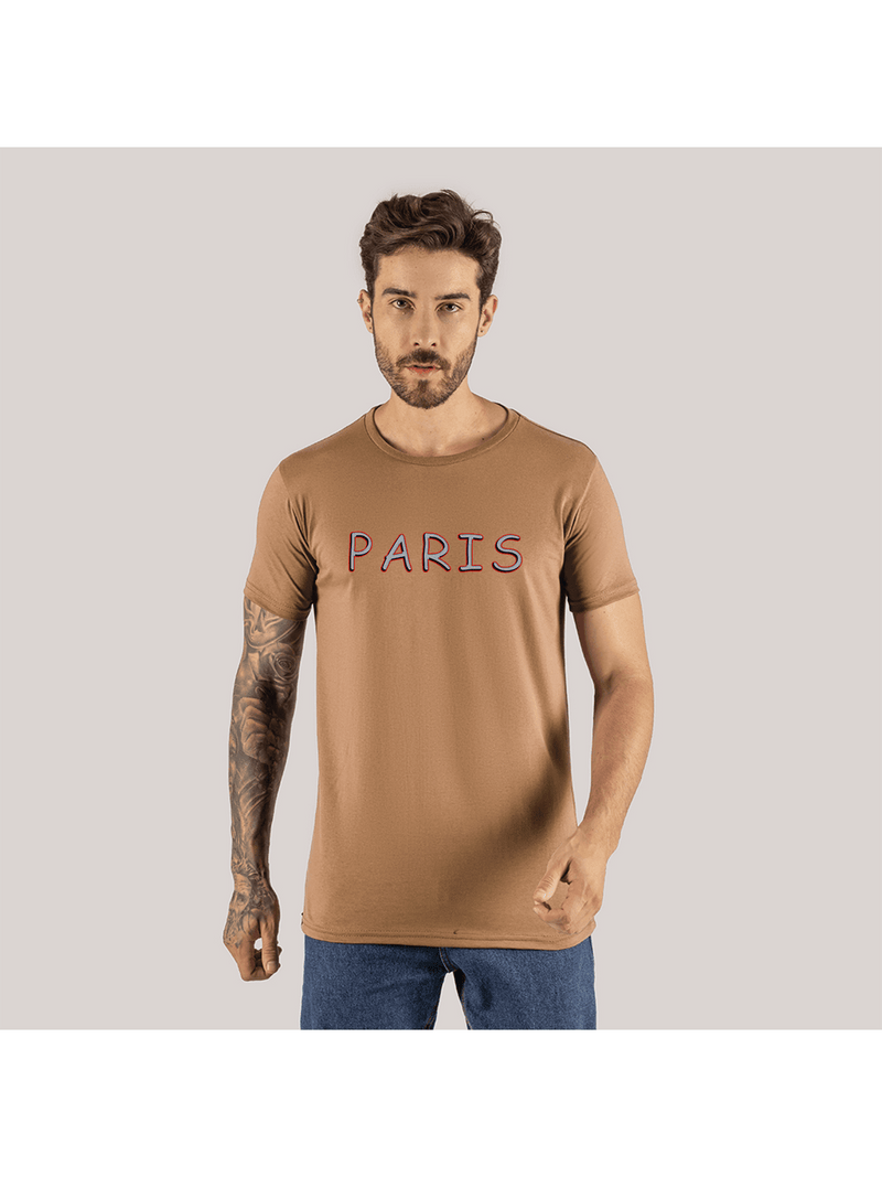 Camiseta Slim Moda Streetwear Algodón Paris Cont