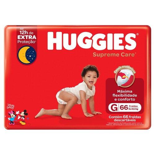 Fralda Descartável Infantil Huggies Supreme Care G Pacote - 66 Unidades