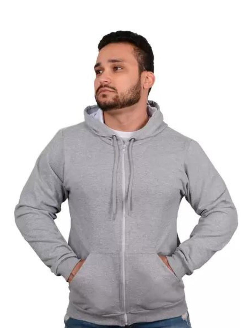 Moletom Aberto Com Ziper e Capuz Blusa de Frio INVERNO LISO CASACO