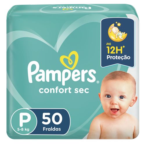 Fralda Descartável Infantil Pampers Confort Sec P 5 a 8kg Pacote - 50 Unidades