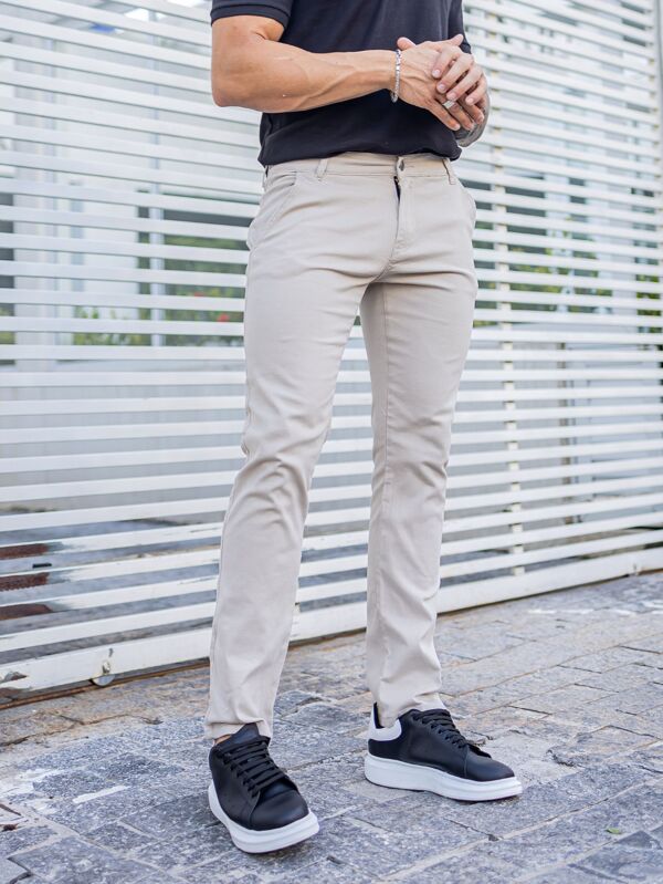 Pantalón de sarga slim fit para hombre con lycra elastano