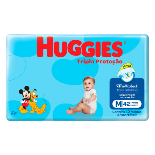 Huggies Triple Protection Children's Disposable Diaper M Pack - 42 Units