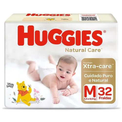 Fralda Descartável Infantil Huggies Natural Care M Pacote - 32 Unidades