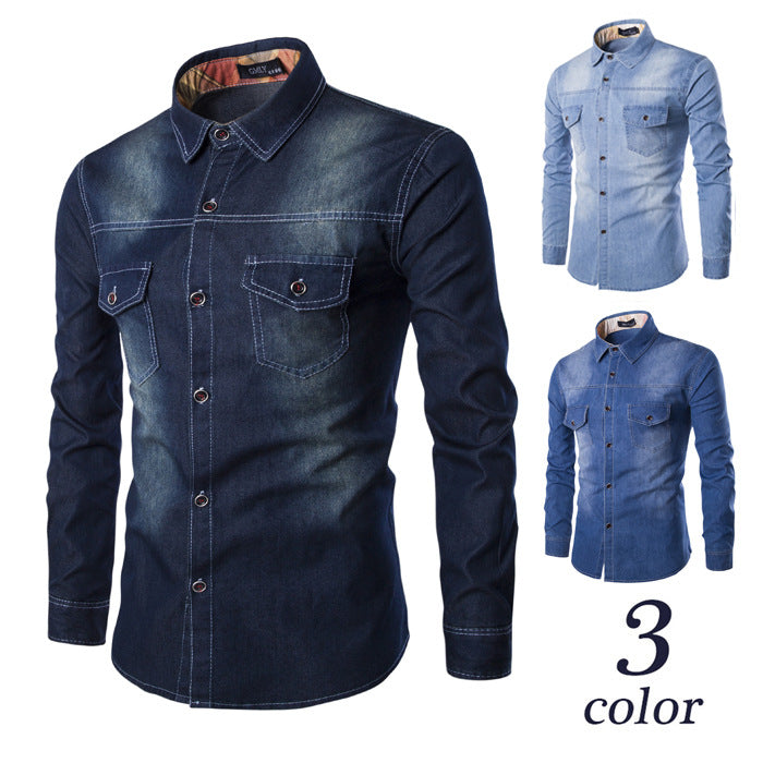 Camisa jeans casual masculina