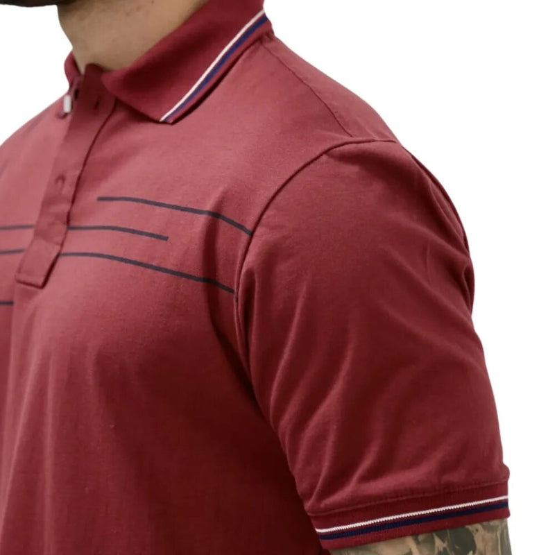 Camiseta Polo Masculina Listrada em Algodão - Blackhurst