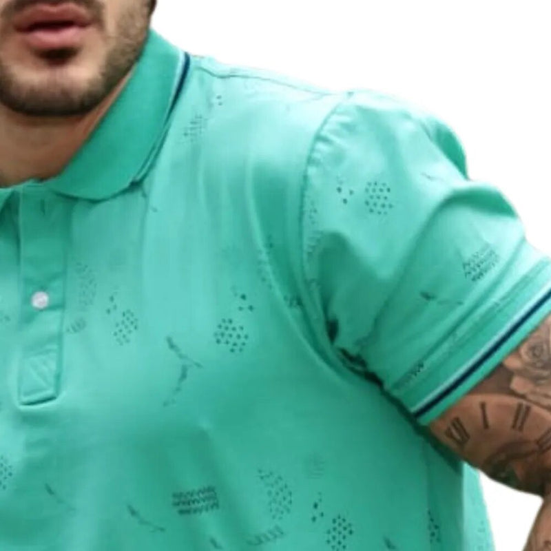 Camisa Polo Com Estampa Básica na Cor Verde - Blackhurst