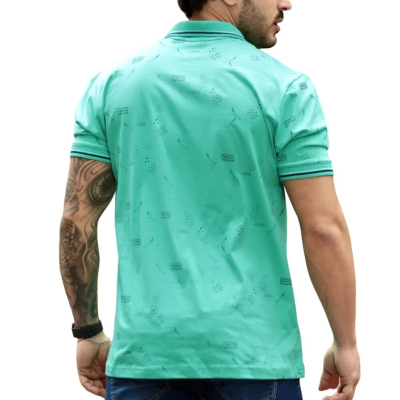 Camisa Polo Com Estampa Básica na Cor Verde - Blackhurst