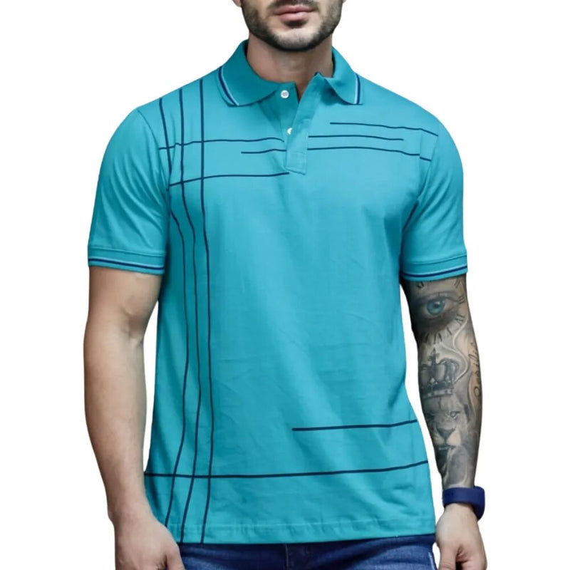 Camiseta Polo Masculina Listrada em Algodão - Blackhurst