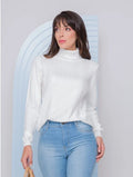 Blusa modal manga larga con detalles para mujer diseño grueso cacharrel de invierno 