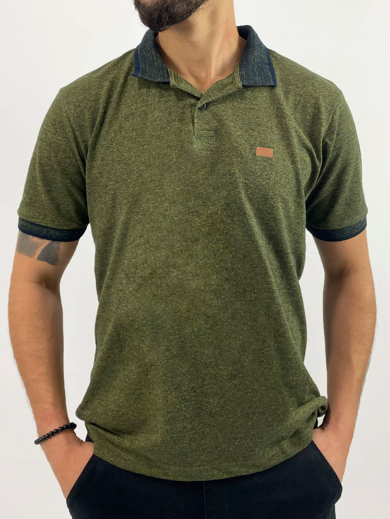 Camisa Polo com Plaquinha Verde Oliva - Blackhurst