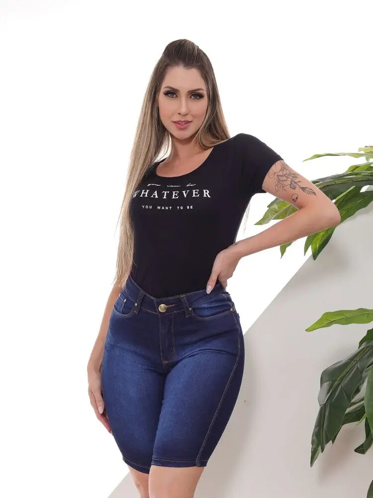 Bermuda Feminina Jeans Simples Ciclista - Blackhurst