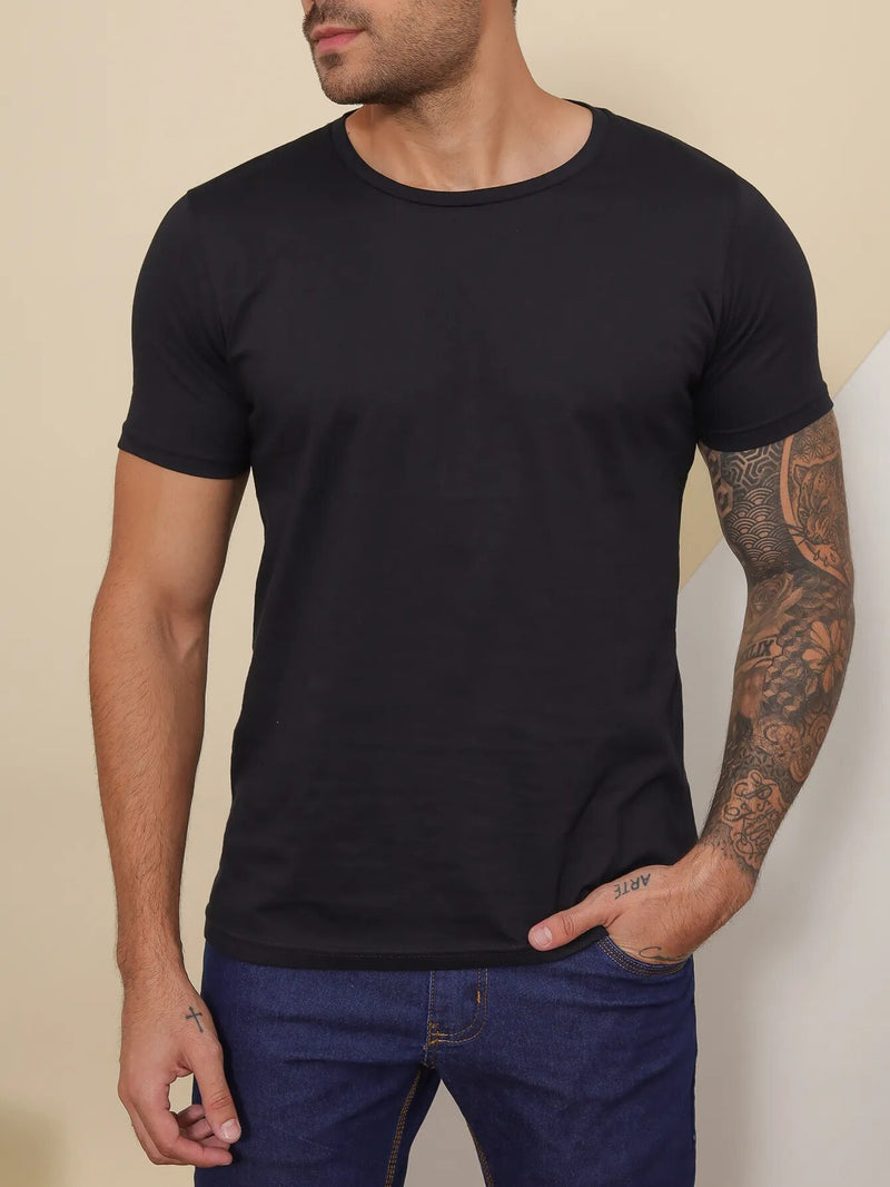 Camiseta Masculina Lisa Básica Preto - Blackhurst