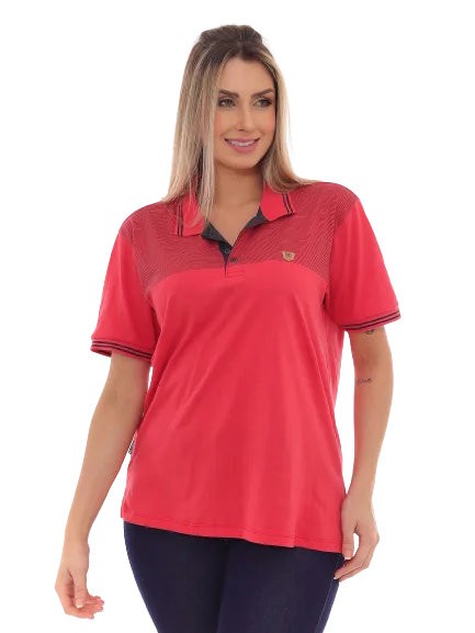 Camisa Polo Feminina Oversized Estampa Sortida Vermelha MT - Blackhurst