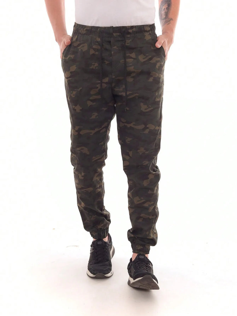 Calça Masculina Jogger Sarja Verde Camuflada - Blackhurst