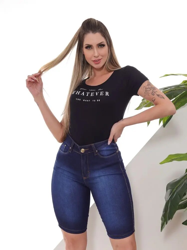 Bermuda Feminina Jeans Simples Ciclista - Blackhurst