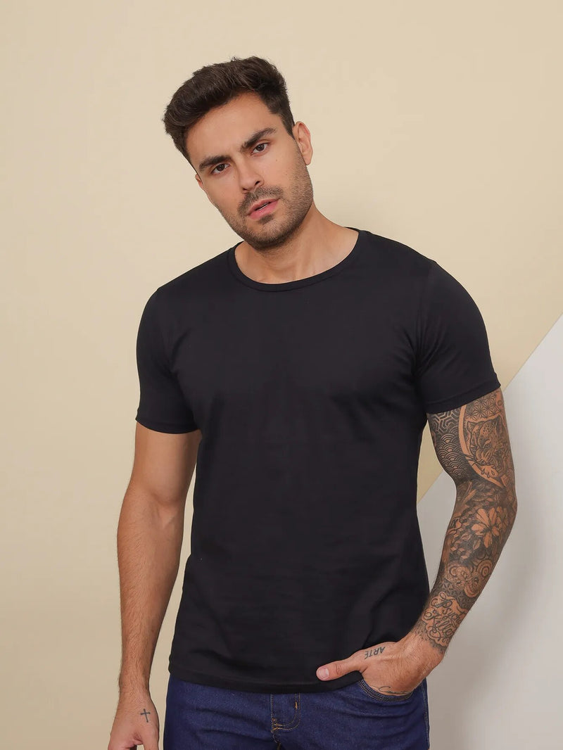 Camiseta Masculina Lisa Básica Preto - Blackhurst