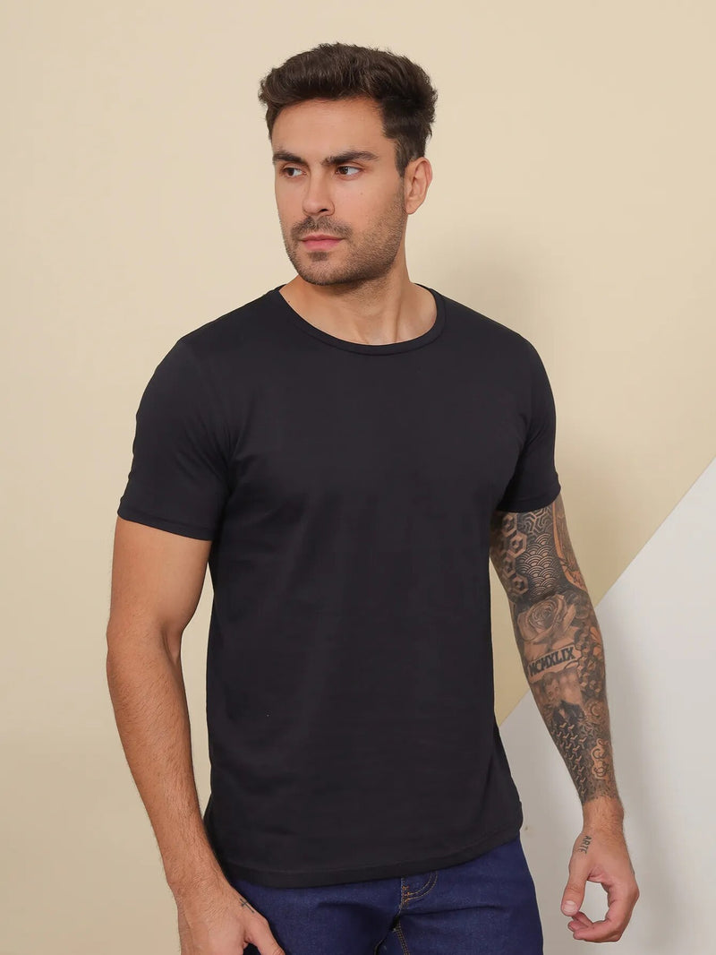 Camiseta Masculina Lisa Básica Preto - Blackhurst