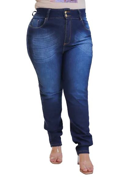 Calça Feminina Skinny Jeans Simples com Detalhe de Riscos Plus Size - Blackhurst