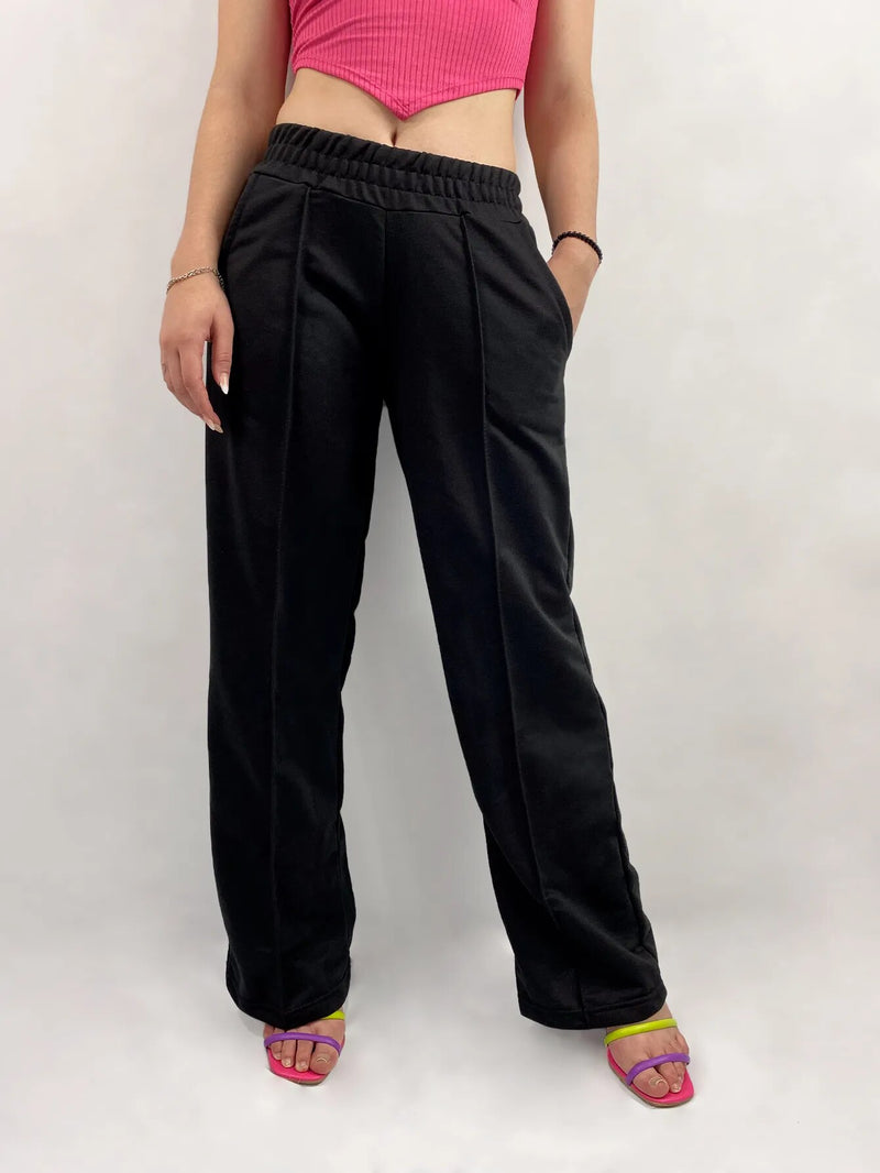 Calça Moletom Pantalona Feminina Preto - Blackhurst