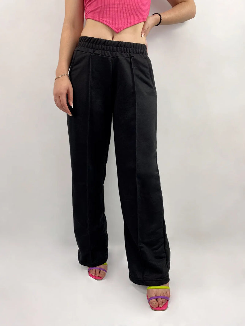 Calça Moletom Pantalona Feminina Preto - Blackhurst