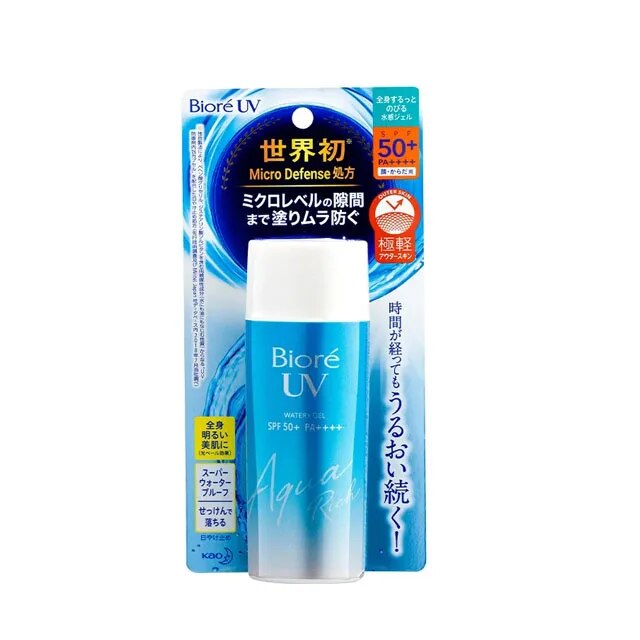 UV Aqua Rich Water Essence Sunscreen Cream, Whitening Lotion, Skin, Face and Body Care, Japan Biore, Sunscreen Gel, SPF50 