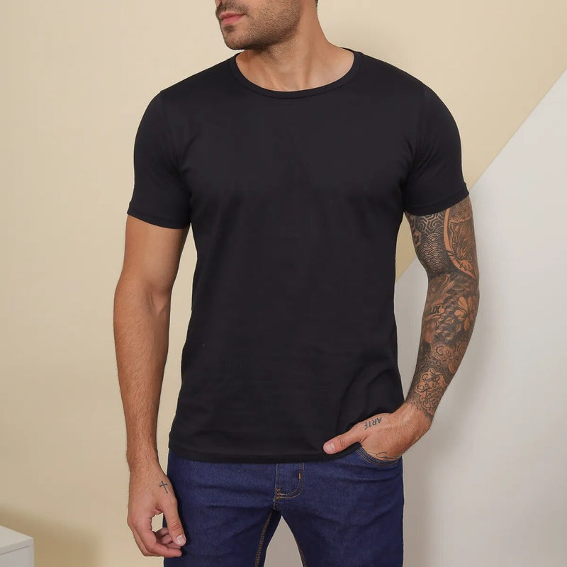 Camiseta Masculina Lisa Básica Preto - Blackhurst