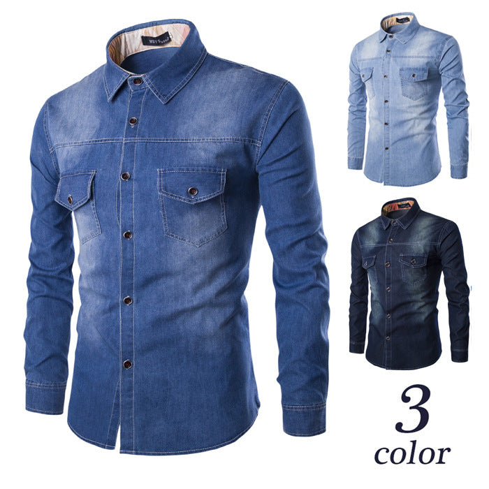 Camisa jeans casual masculina