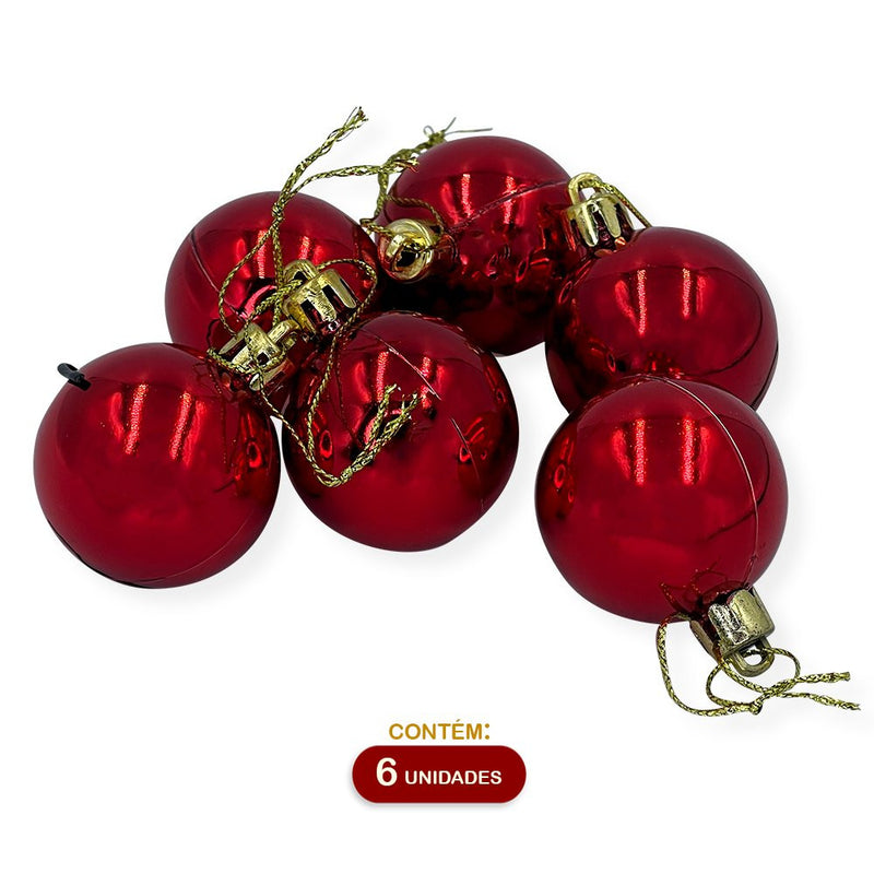 Kit 6 Balls 4cm Decorate Decorate Hanging Christmas Tree